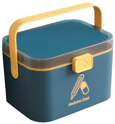 Caja de medicina Dual capa Finamente sellada Organizador de medicina recipiente de píldora cerrable con manejo ergonómico Almacenamiento de PP de gran capacidad para la escuela de oficina en casa, ca