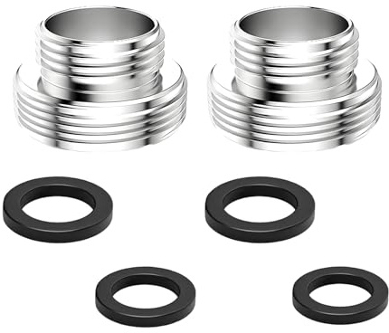 MejaRizon Set di 2 adattatori per rubinetto, M16-M22, filettatura esterna, adattatore filettato doppio M16 su M22, con guarnizione in gomma, per rubinetti da cucina, filtri dell'acqua e tubi, funzione