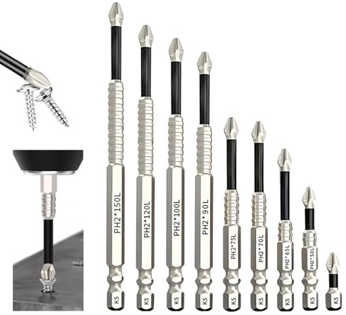 INNAL 9 Pezzi Punte per Avvitatore Altamente Magnetiche 25-150mm | High Magnetic Screwdriver Drill Bit Set da Inserti per Avvitatore Punte Magnetiche ad Alta Intensità per Elettrico