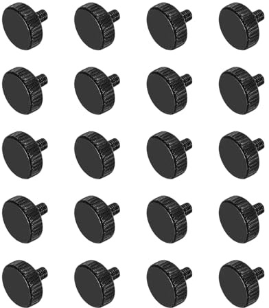 QUARKZMAN M3x6mm Flache Rändelschrauben Messschieber-Schrauben 20 Stück | Schwarz Stahl diamantgerändelte Kopfschrauben Griffknöpfe Klemmschraube Rändelknopfschrauben