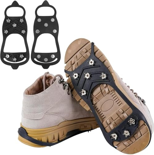 Spikes Für Schuhe Winter - 8 Zähne Anti-Rutsch Grödeln Mit Robustem Stahlrahmen | Überziehbare Schuhspikes Für Sicherheit Auf inbusschlüssel | Für Wandern, Outdoor, Joggen Und Tägliche Wege Bei Glätte
