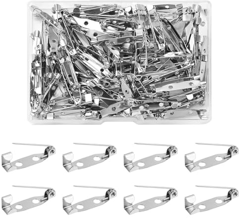 100 Stück Broschennadeln, Silber Sicherheitsnadel mit Rückenleiste, Anstecknadel für DIY Handwerk Schmuckherstellung, Korsagen, Namensschilder und Abzeichen
