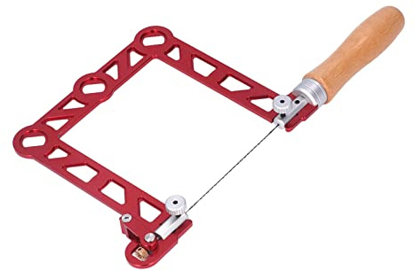 Yechiry Mini Scie à Chantourner Manuelle avec Manche en Bois, Lame en Acier allié, Scie en Forme de U pour le Travail des Métaux, Rouge, 1 Ensemble, Idéale pour le Travail des Métaux, le Bricolage,