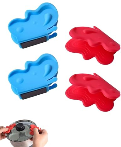 TOZBLEU Set 4 Presine in Silicone per Pentole e Forno, Maniglie Assist Antiscivolo e Anti Ustione, Protezione Manici per Pentole in Ghisa e Padelle da Cucina, per Cucina Domestica