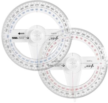 2 Pcs 360 Degree Protractor Set, 10cm Clear Swing Arm Plastic Protractor, 360° Full Circle Angle Finder Measuring Tool for School Office Students Math Geometry Drafting, （Red & Blue Random Color）