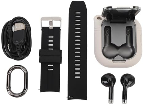 Topiky Montre Connectée avec écouteurs, Montre de Sport à la Mode pour Le Suivi de la Musique et de la Forme Physique, avec écran HD de 2,01 Pouces et Longue Durée de Vie de la Batterie (Argent avec