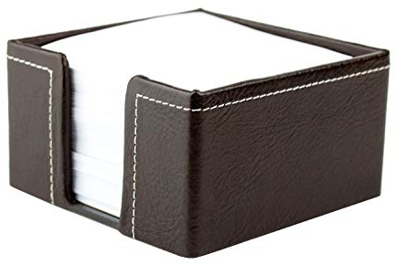 DELMON VARONE - Zettelkasten Premium Leder Anilin braun, Zettelbox inkl. 500 Blatt Papier, Notizklotz in Echtleder Kasten für Schreibtisch & Büro, Ideal zum Notieren von Gedanken, Ideen & Notizen