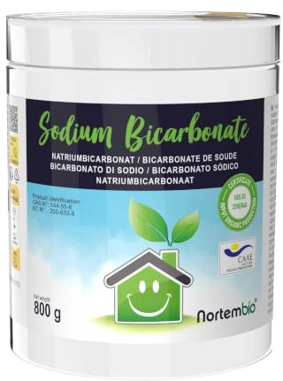 Nortembio Natron 800 g 100% natürlich für die vielseitige Reinigung. Ohne Aluminium. Entfernt Gerüche und Schmutz. Küche, Bad, Textilien. E-Book inklusive