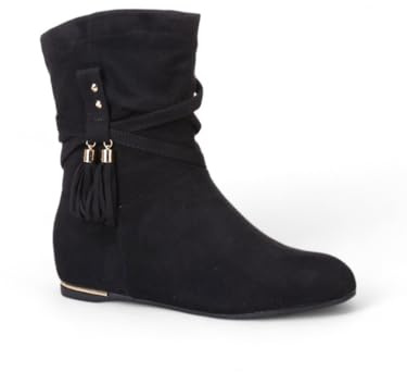 Bottines plissées et compensées à pampilles