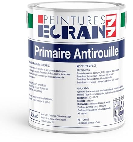 Primaire d'accrochage antirouille, protection des métaux ferreux, peinture sous-couche métal, intérieur, extérieur ECRAN 77 1 litre