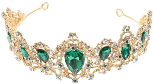 Frcolor Tiara Krone für Frauen, Strass Ast Queen Crowns Hochzeit Tiaras Kronen Stirnband (grün)