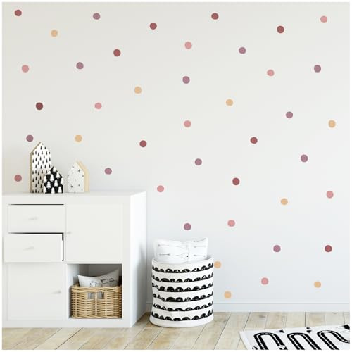 Yabaduu Tupfen Set Wandtattoo 4 Farben auf 4 Din A4 Bögen insgesamt 96 Aufkleber Punkte Dekor für Kinderzimmer Babyzimmer Dekor Selbstklebend (Y043-04 Tupfen Rosa)