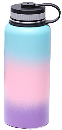 JSSEVN Isolierflasche aus Edelstahl, hält Flüssigkeiten heiß oder kalt, für Wandern, Outdoor, Blau, Pink, Lila, Farbverlauf