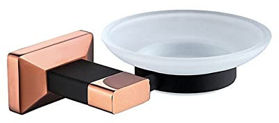 VVW&LIU Brass Rose Gold and Black Bathroom Hardware Set Ceramic Toilet Brush Holder Metal Paper Holder Robe Hook Bathroom Accessories,soap dish,h