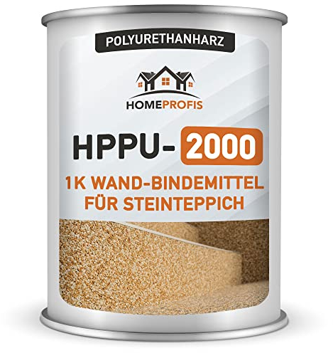 Home Profis® HPPU-2000 vertikales 1K Polyurethanharz Bindemittel für Steinteppich Innen & Außen (4kg) – Wandbindemittel transparent, ausreichend für 25kg Marmorkies