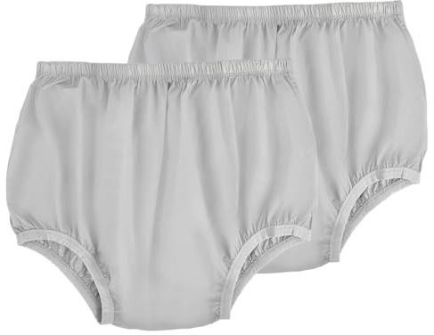 AQX Adult Leakproof Underwear for Incontinence, Washable Low Noise Reusable Adult Diaper Cover, Grey Plastic Pants Cover Unisex 2Pcs (3XL, Grey)