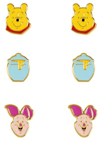 Disney Winnie The Pooh Yellow, Pink & Blue Trio Earring Set SF00469YL