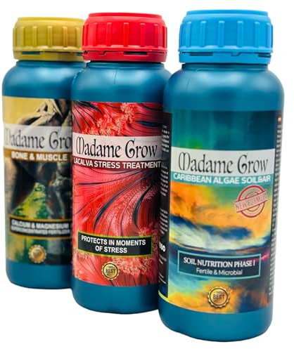 MADAME GROW fertilizante 420 plantas verdes - abono plantas verdes - abono liquido para plantas - fertilizante universal- fertilizante para plantas - frutos aromáticos (KIT AQUA HUERTO 3x500ml)