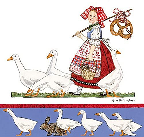 20 Servietten Mädchen mit Gänse | Kinder | Niederlande | Vintage | Gäste | Tischdeko | Dekoration | Fest | Feier | basteln | Decoupage | Serviettentechnik 33x33cm