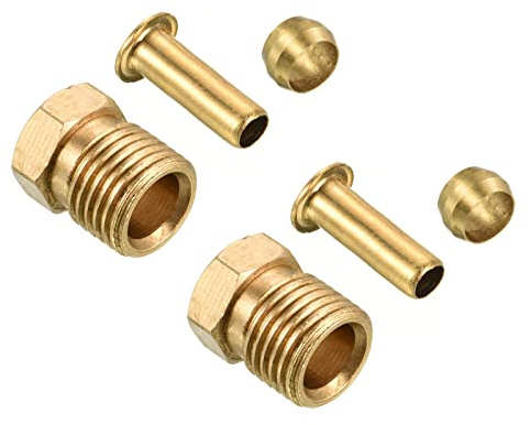PATIKIL 2 Set Tubo Ottone Compressione Assortimento 4mm ID 6mm OD | Manicotto Berula & Inserisci & Dado
