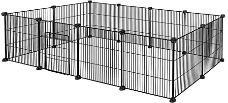 TRMLBE Recinto para Conejos cobayas 12 Jaula de Malla metálica para Animales pequeños Parque para Cachorros con Puerta para hámsteres Leones Parque para Animales pequeños Parque - 142x72x36cm