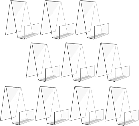 WAIZHIUA 10 Stück Durchsichtige Acryl Buchständer, 75*90*105 mm Rutschfest Transparente Buchstützen Acrylaufsteller Warenträger (160N/ 15KG Tragfähigkeit)