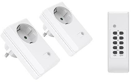Perfect jeu de prises radiocommandées, 2x prises radiocommandées, 1x télécommande radio, intérieur, 220-240V 1100 watts, portée 30m, blanc