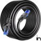 Cable Ethernet 40 Metros, Exterior Interior Cat 6 Largo RJ45 Cable de Red 40m, 23AWG Cable LAN Alta Velocidad 250MHz 10/100/1000Mbps, UTP Gigabit Negro Redondo Cable Internet para Router PC (40 Clips)