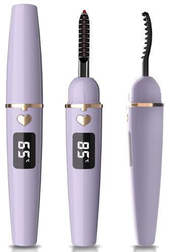 EYECURL Heated Eyelash Curler, Heated Lash Curler, Intelligent Power Off Rechargeable Electric Eyelash Curler Heated Quickly by Steel Wire for Long Lasting Natural Makeup (Purple, X8-132MM)