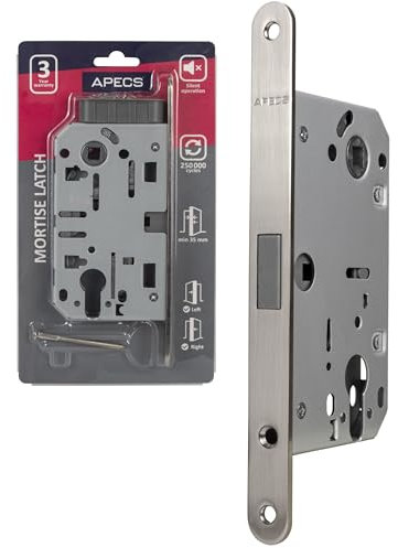APECS Serratura magnetica moderna silenziosa con lamiera di chiusura per porte interne in casa e ufficio, modelli APECS 5300-MC-PZ (cilindro profilato)