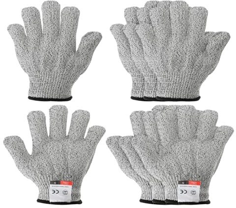 PATIKIL Cut Resistant Gloves, X-Small, Gray, 4 Pair | Level 5 Protection, Anti Cutting Gloves, for Kitchen Wood Carving Working
