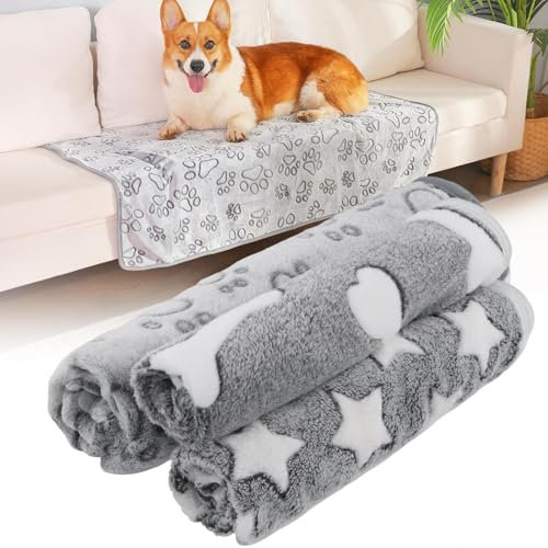 Amexo 3 Stück Hundedecke Katzendecken Waschbar, Weiche Warme Haustier Decken Flauschige Hundedecke Hundedecke Sofa Kuscheldecke Fleece Haustier Decken für Hunde Katzen