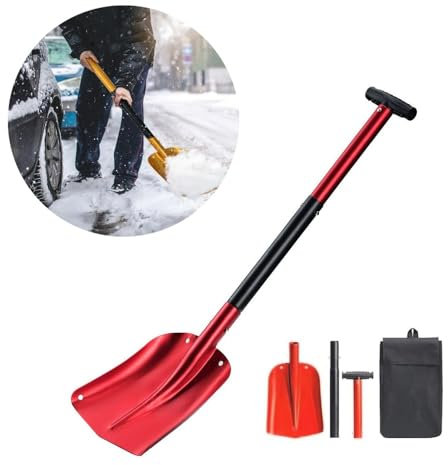 Pale da neve, 2024 Nuove pale da neve aggiornate per la rimozione della neve, pala da neve portatile in alluminio per giardino, campeggio, gioco del pupazzo di neve ed emergenza (dimensioni: rosso)