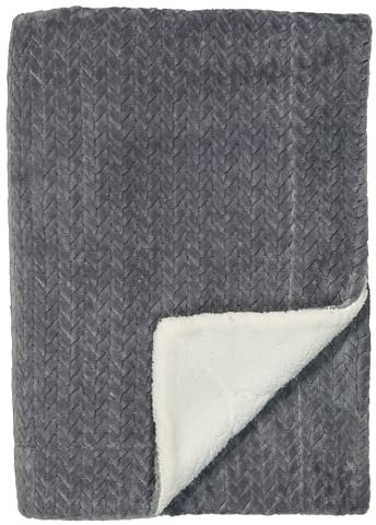 Schiesser Sherpa-Decke ELSA | Fleece-Kuscheldecke mit wärmendem Teddy-Plüsch | Überwurf für Couch und Sofa | Schadstoffgeprüft | Oeko-TEX | 150x200cm | Dunkelgrau | Anthrazit