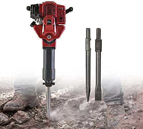 1700W Gas Powered Demolition Hammer - Concrete Breaker 2 Stroke Petrol Jack Hammer Drill for Concrete Blocks, Brick, Rock, Road Maintenance