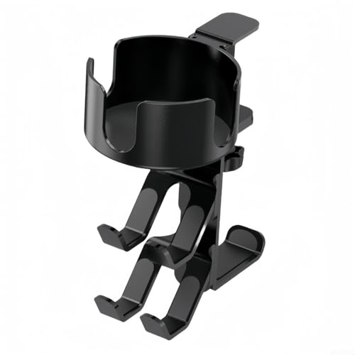 Zilimontt Porte-gobelet de bureau, support de casque, support de rangement de bureau, pour écouteurs, manettes de jeu et boissons, support de manette remplaçable sous le bureau