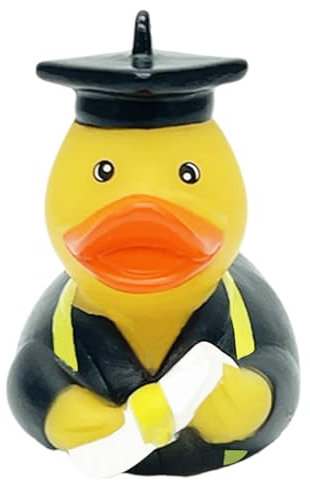 GXGM Paperelle di Gomma, Paperella da bagno con tocco da laureato e rotolo di pergamena, idea regalo originale e divertente, 1 pezzo