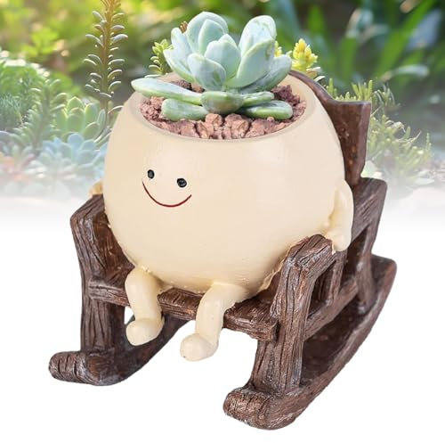 Vaso Per Piante Oscillante in Resina Con Faccina Sospesa, Fioriera Con Faccia Altalena Smile Face per Patio, Ufficio