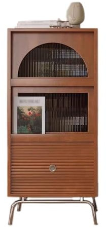 GLigeT Bücherregal Geschlossenes Organizer-Bücherregal mit Glastür mit Klappdeckel, Bücherregal aus Holz mit Edelstahlfüßen, for Wohnzimmer, Büro, Aufbewahrungsregal Bücherturm