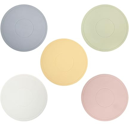 Marjoramy 5 Pezzi Sottopentola in Silicone Rotondi 15cm, Sottobicchieri Rotondi Resistenti al Calore, Sottopentola Protezione Multifunzionale per Ciotole Tazze Piatti