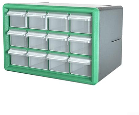 Scatola portaoggetti con 4/12 cassetti, contenitore per casa, officina, ufficio, per riporre gioielli, perline, arti e mestieri, strumenti, spille, rossetto, viti (12 griglie verdi)