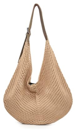 Ulisty Borsa a tracolla da donna in cotone all'uncinetto, morbida borsa da spiaggia estiva borsa da vacanza lavorata a maglia borsa a tracolla in stile bohémien, cachi, Etichettalia unica
