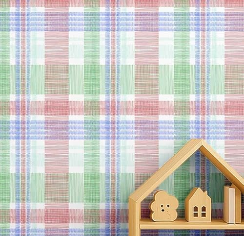 S4Sassy Papel pintado a cuadros - Revestimiento de pared rojo, vinilo autoadhesivo de 63 x 61 cm, revestimiento de paredes, fácil de hacer para dormitorio infantil, papel tapiz para sala de juegos