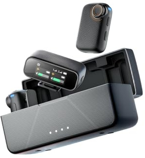 Micro cravate sans fil (2 TX + 1 RX + étui de charge), réduction intelligente du bruit, taux d'échantillonnage de 24 bits/48 kHz, portée de 250 m, mini micro Bluetooth pour iPhone/Android/iPad/PC