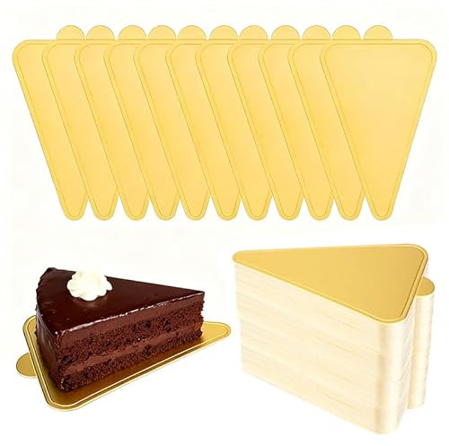 trabag 100 Stück Cakeboard Dreieckig, 11.8x7.8cm Dreieckige Tortenunterlage, Einweg Tortenplatte Pappe, Torten Zubehör，Kuchenplatte für Dessert Display, Cake Board für Hochzeit, Geburtstag