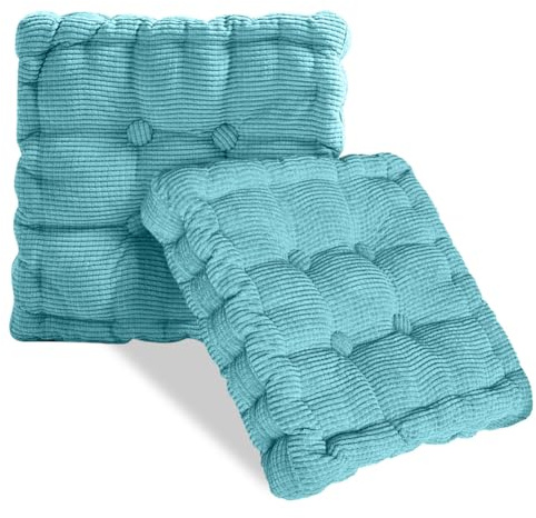 Umllpet Sittdyna Utomhus, 2 styck Stolkudde 40x40cm, Golvkudde Sittdyna, Tjock madrasskudde 10cm, Tjocka golvkuddar för hem, kontor, kök, matsal, inomhus & utomhus (Himmelsblå)
