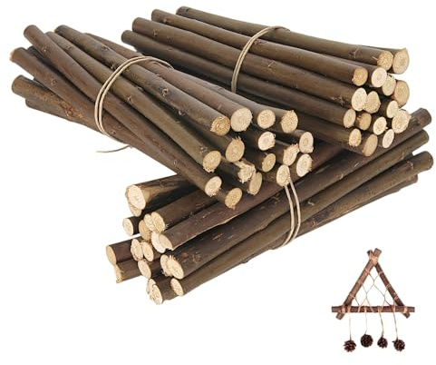 HMCEY 50 Pezzi Bastoncini Legno 10 CM,Bacchette Legno,Stecche di Legnos per Modellare,Legnetti per Lavoretti,Bastone Rotondo Naturale con Corteccia di Albero per Fai Da Te, Artigianato, Decorazioni