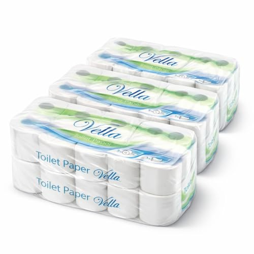 Vella Toalettpapper 3-lager – 72 rullar, 250 ark per rulle, extra mjukt och | 3 lager och mjuk