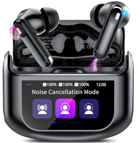 Wireless Earbuds, Bluetooth 5.4 Headphones with Multifunctional Touch Screen, 48H HiFi Stereo Ear buds with ANC/ENC Noise Cancelling/Transparency Mode, IPX7 Earphones with 5 EQ Modes for iOS Android
