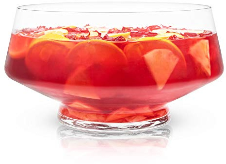 Viski Bol à punch en verre sur pied, bol à base lourde avec design incliné, service de fête pour cocktails, centre de table fonctionnel, lot de 1, transparent